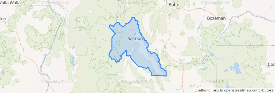 Mapa de ubicacion de Lemhi County.
