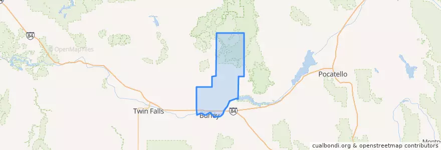 Mapa de ubicacion de Minidoka County.