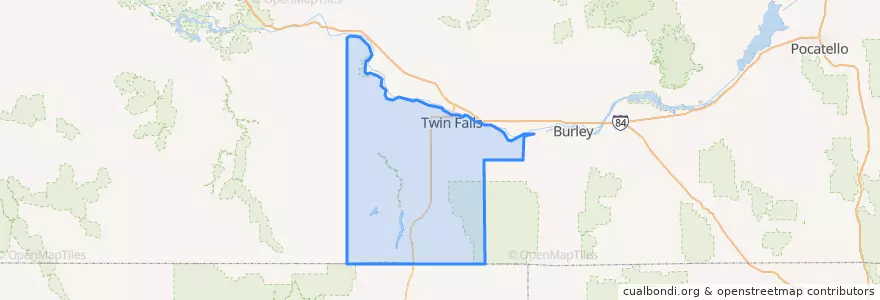 Mapa de ubicacion de Twin Falls County.