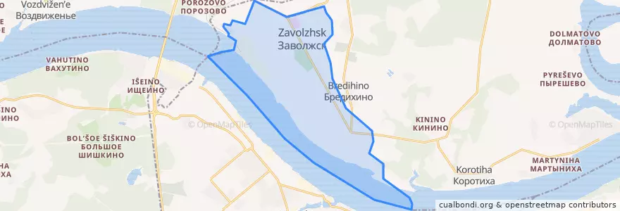 Mapa de ubicacion de Заволжское городское поселение.