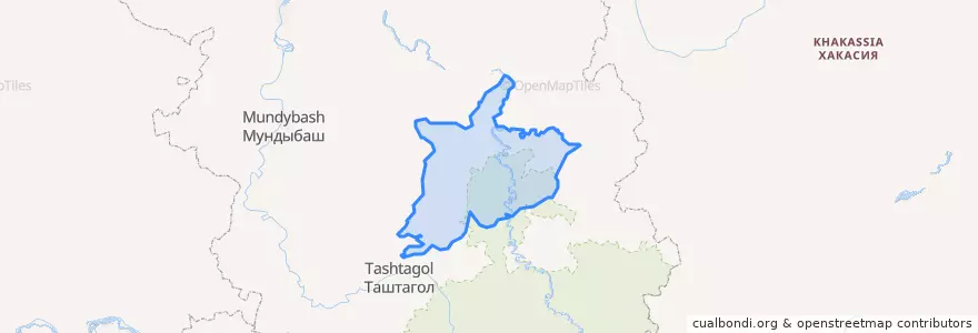 Mapa de ubicacion de Шерегешское городское поселение.