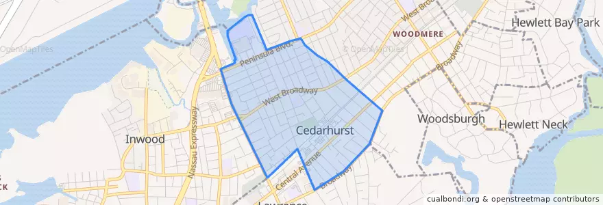 Mapa de ubicacion de Cedarhurst.