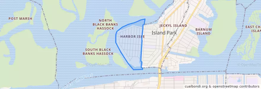 Mapa de ubicacion de Harbor Isle.