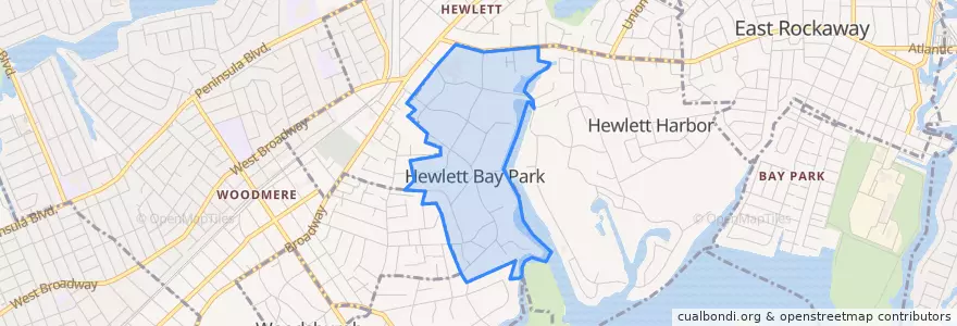 Mapa de ubicacion de Hewlett Bay Park.