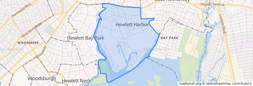 Mapa de ubicacion de Hewlett Harbor.
