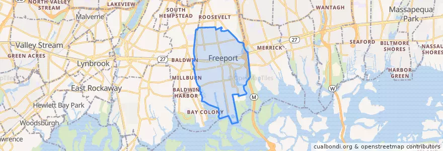 Mapa de ubicacion de Freeport.