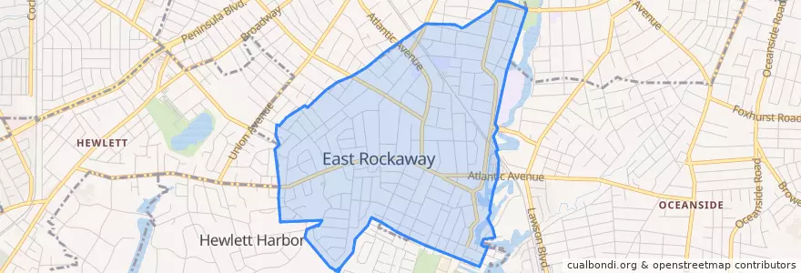 Mapa de ubicacion de East Rockaway.