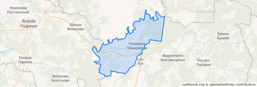 Mapa de ubicacion de Тимирязевское сельское поселение.