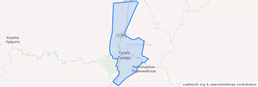 Mapa de ubicacion de городской округ Тында.