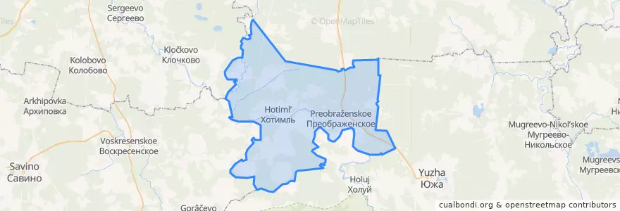 Mapa de ubicacion de Хотимльское сельское поселение.