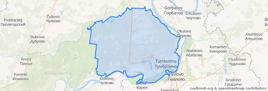 Mapa de ubicacion de городское поселение Тумботино.