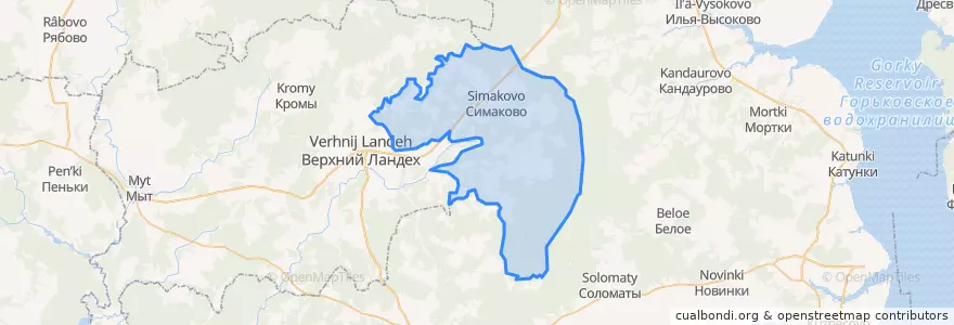 Mapa de ubicacion de Симаковское сельское поселение.