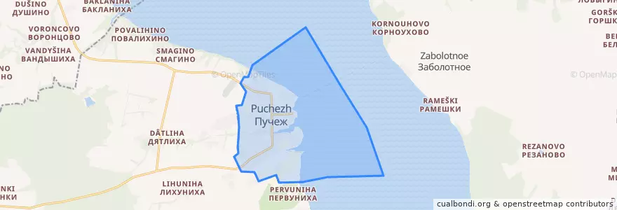 Mapa de ubicacion de Пучежское городское поселение.