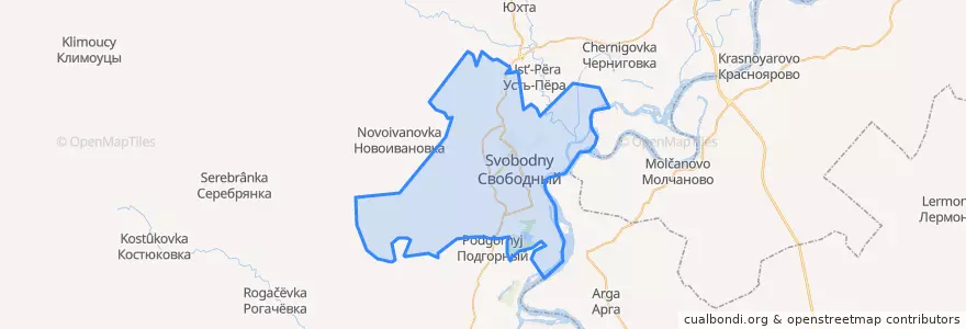 Mapa de ubicacion de городской округ Свободный.