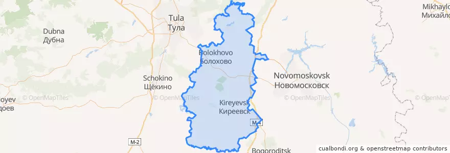 Mapa de ubicacion de Киреевский район.