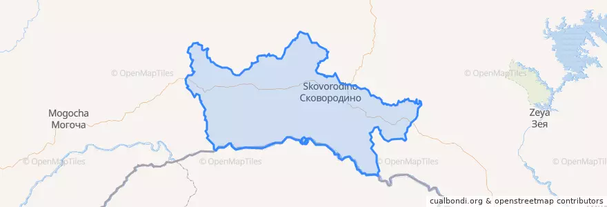 Mapa de ubicacion de Сковородинский район.