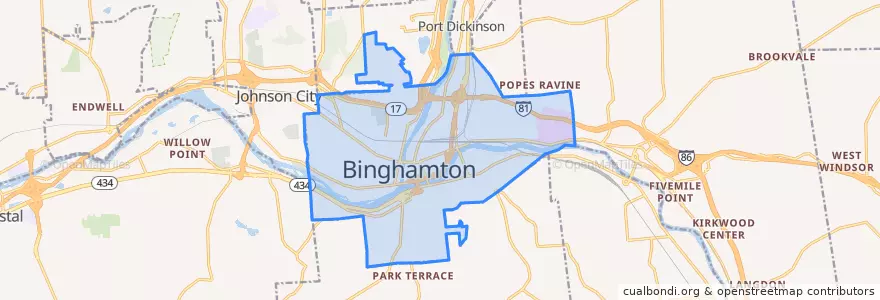 Mapa de ubicacion de Binghamton.