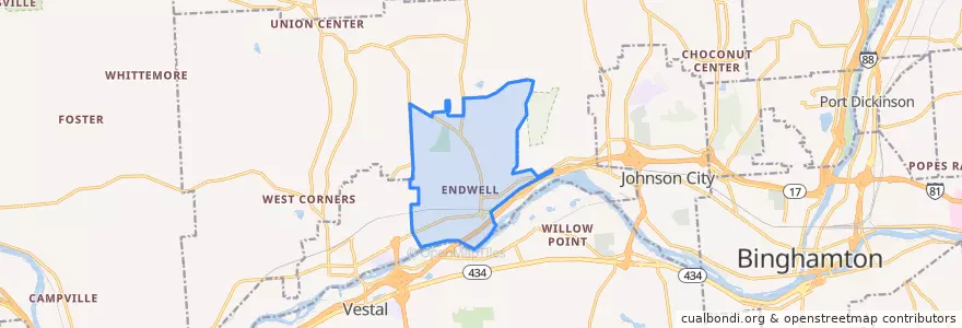 Mapa de ubicacion de Endwell.