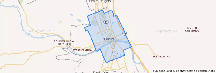 Mapa de ubicacion de Elmira.