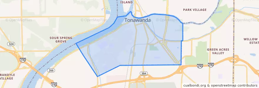 Mapa de ubicacion de Tonawanda.