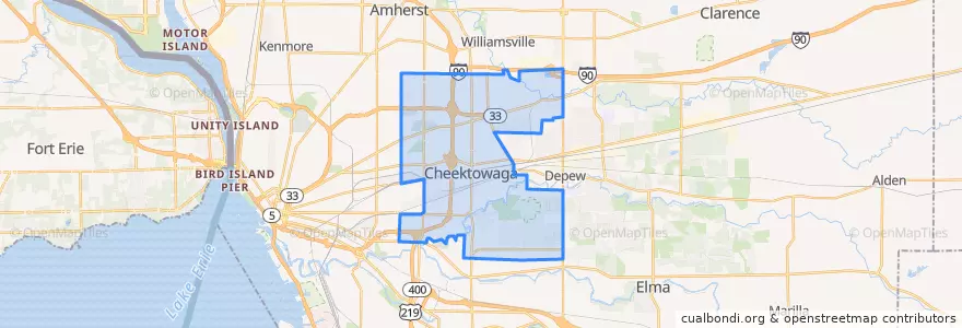 Mapa de ubicacion de Cheektowaga.
