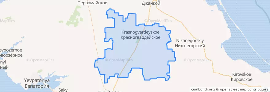 Mapa de ubicacion de Krasnohvardiiske Raion.