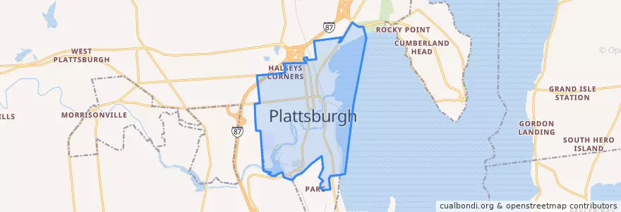 Mapa de ubicacion de Plattsburgh.