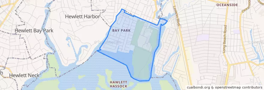 Mapa de ubicacion de Bay Park.