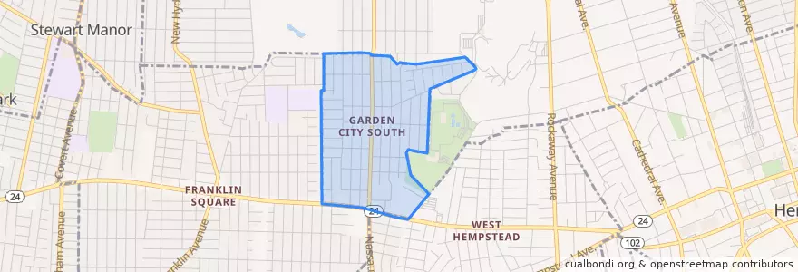 Mapa de ubicacion de Garden City South.