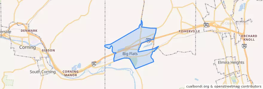 Mapa de ubicacion de Big Flats.