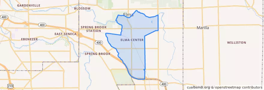 Mapa de ubicacion de Elma Center.