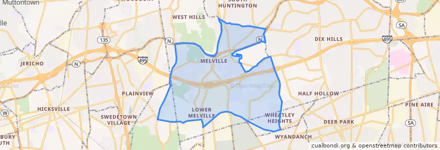 Mapa de ubicacion de Melville.