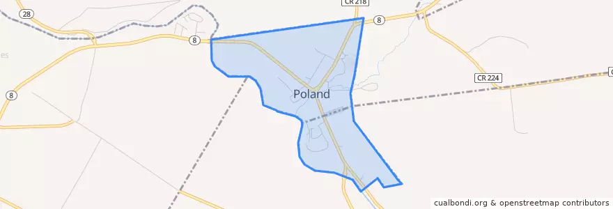 Mapa de ubicacion de Village of Poland.