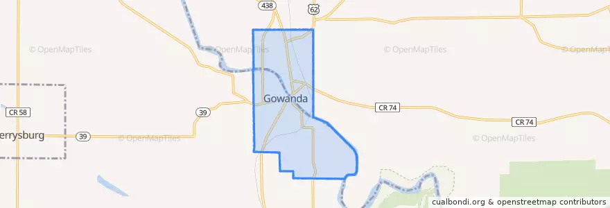 Mapa de ubicacion de Gowanda.