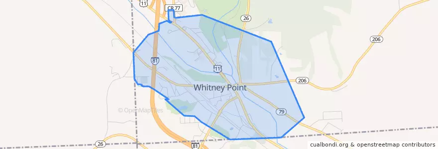 Mapa de ubicacion de Whitney Point.