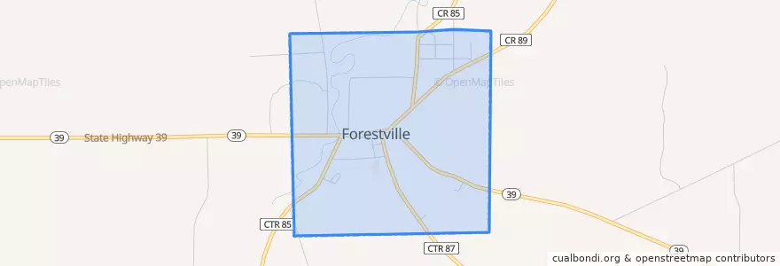 Mapa de ubicacion de Forestville.