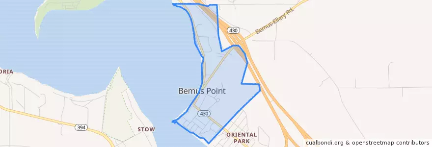 Mapa de ubicacion de Bemus Point.