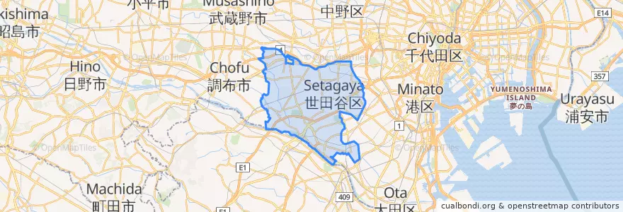 Mapa de ubicacion de 世田谷区.