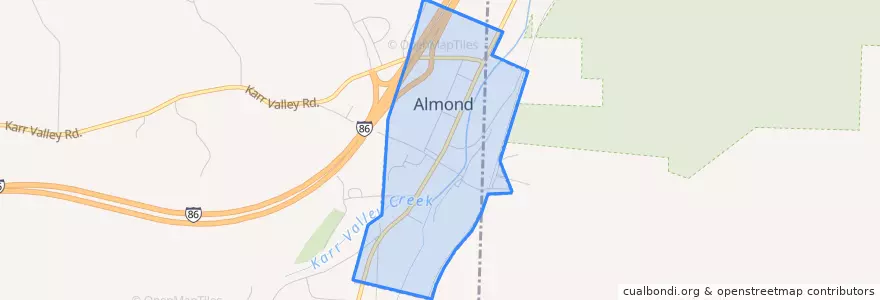 Mapa de ubicacion de Almond.
