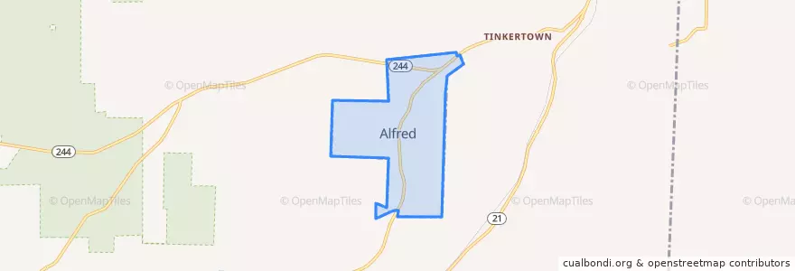 Mapa de ubicacion de Alfred.