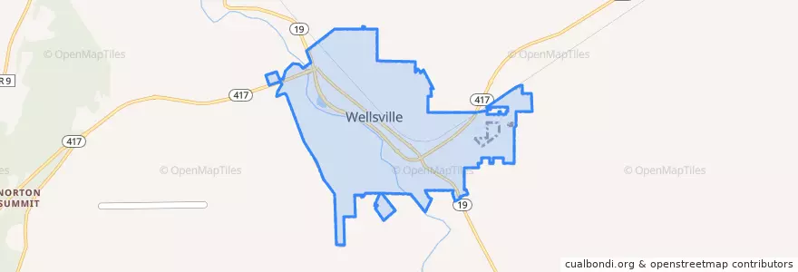 Mapa de ubicacion de Wellsville.