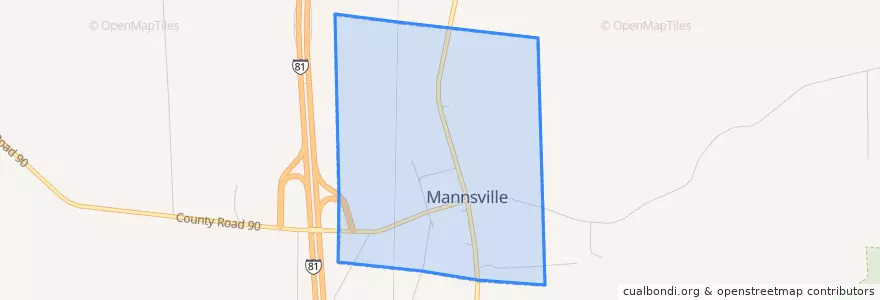 Mapa de ubicacion de Mannsville.