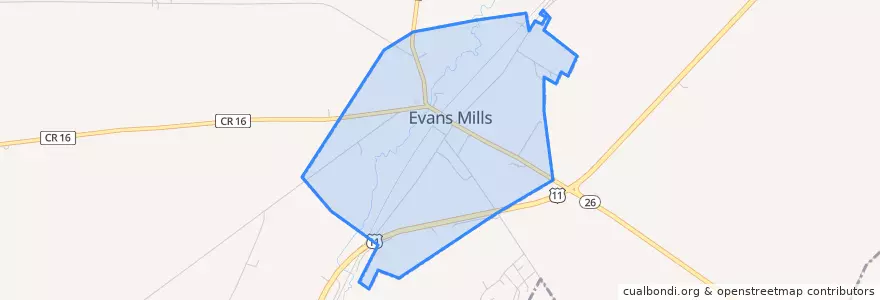 Mapa de ubicacion de Evans Mills.
