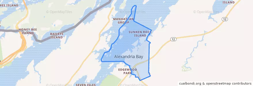 Mapa de ubicacion de Alexandria Bay.