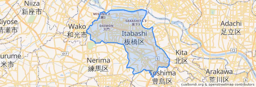 Mapa de ubicacion de 板橋区.
