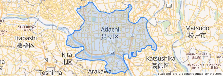 Mapa de ubicacion de 足立区.