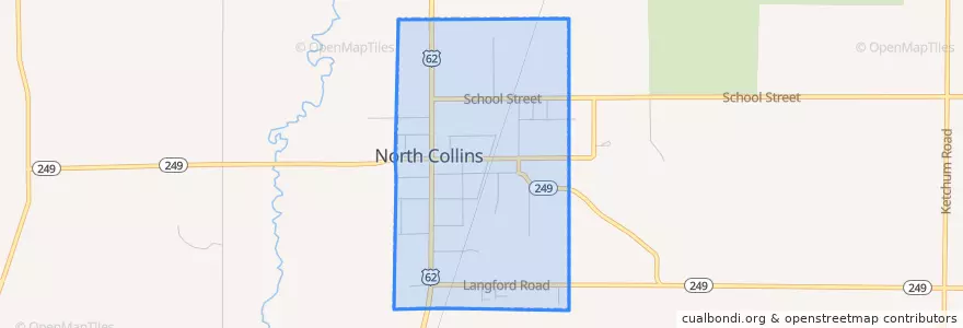 Mapa de ubicacion de North Collins.