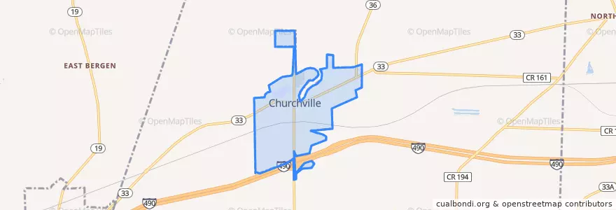 Mapa de ubicacion de Churchville.