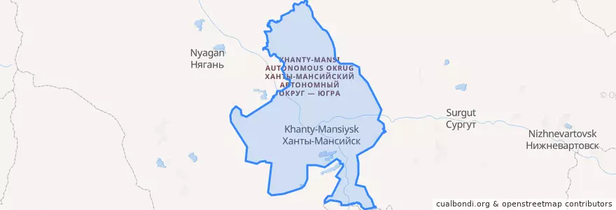 Mapa de ubicacion de Ханты-Мансийский район.