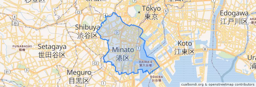 Mapa de ubicacion de 港区.